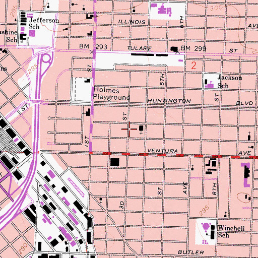 Topographic Map of Grace United Methodist Church, CA