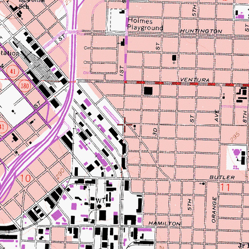 Topographic Map of Mount Olive Missionary Baptist Church, CA