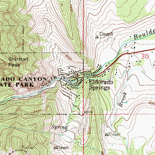 Topographic Map of Eldorado Springs, CO