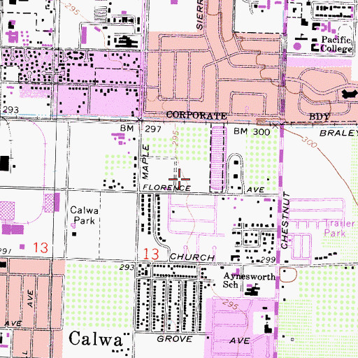 Topographic Map of Ezekiel Balderas Elementary School, CA