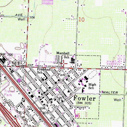 Topographic Map of Casa Blanca Continuation High School, CA