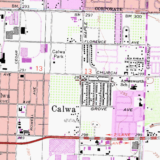 Topographic Map of East Side Church of God, CA