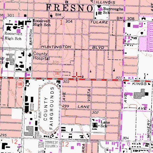 Topographic Map of First Galilee Missionary Baptist Church, CA