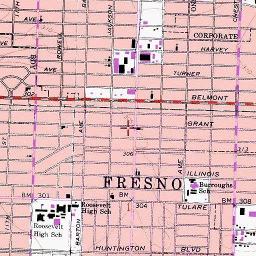 Topographic Map of First Reformed Presbyterian Church, CA