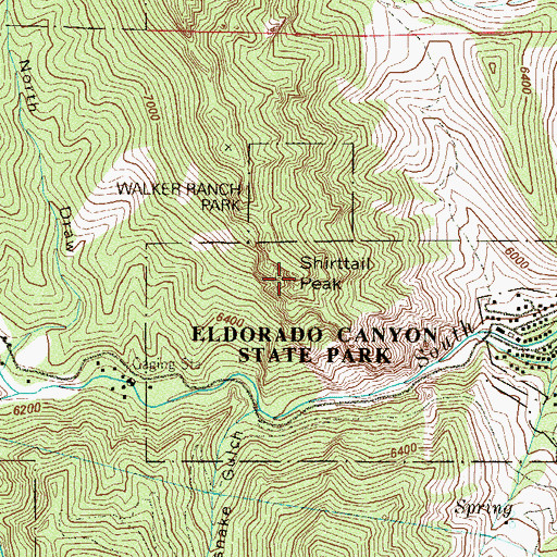 Topographic Map of Shirttail Peak, CO