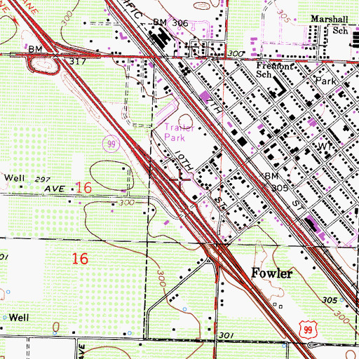 Topographic Map of Second Baptist Church, CA