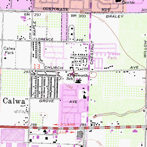 Topographic Map of Southeast Assembly of God Church, CA