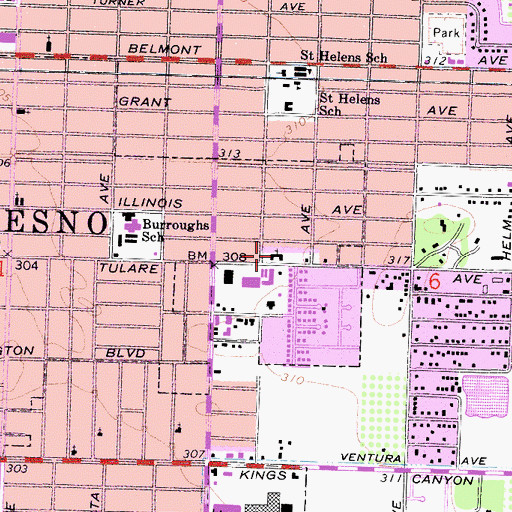 Topographic Map of Grace Lutheran Church, CA