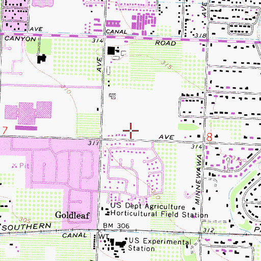 Topographic Map of Sunnyside Park, CA