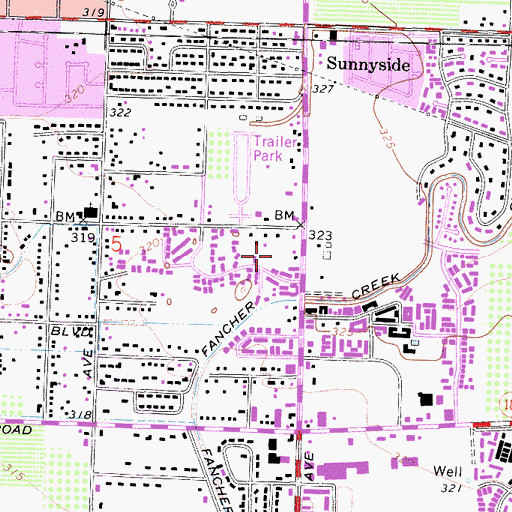 Topographic Map of Village Green Country Club, CA
