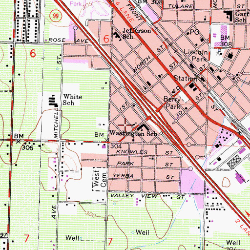 Topographic Map of Church of Christ, CA