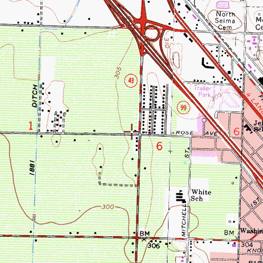 Topographic Map of First Friendship Baptist Church, CA