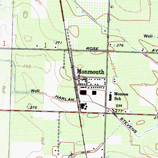 Topographic Map of Monmouth Community Presbyterian Church, CA