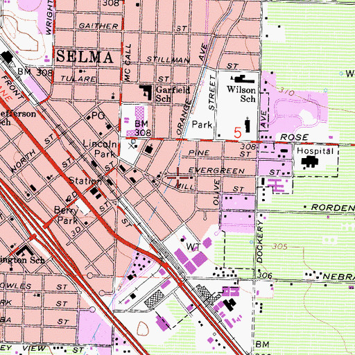 Topographic Map of Pella Lutheran Church, CA