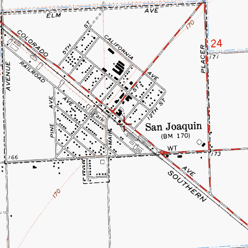 Topographic Map of San Joaquin City Hall, CA
