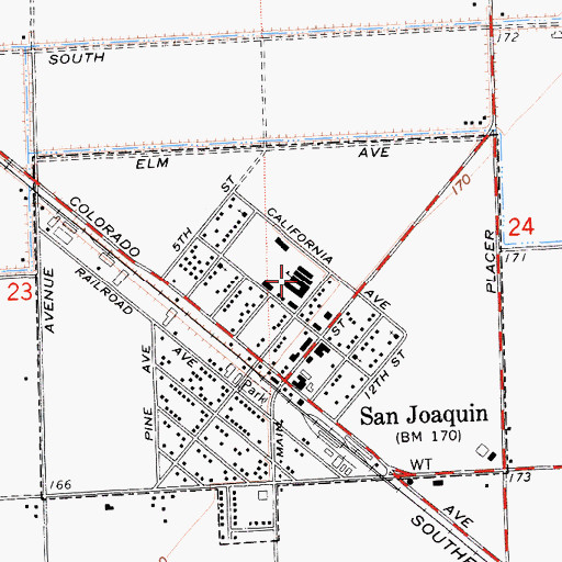 Topographic Map of San Joaquin Elementary School, CA