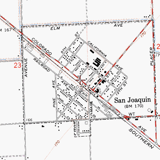 Topographic Map of San Joaquin Post Office, CA