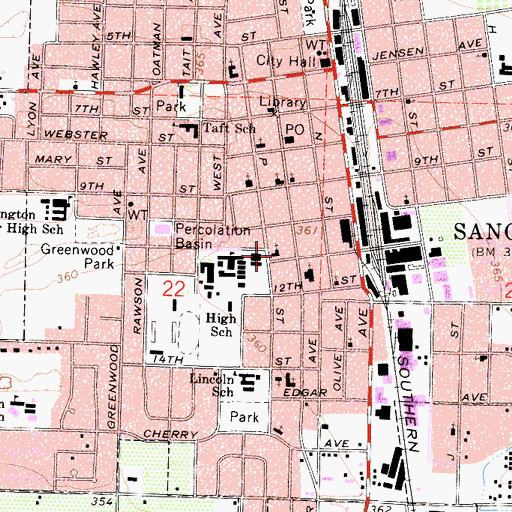 Topographic Map of First Pentecostal Church, CA