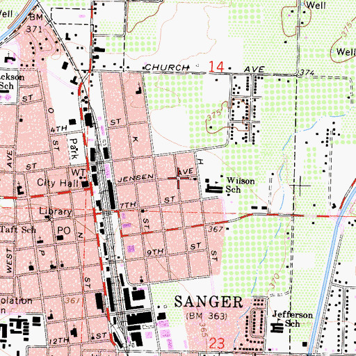 Topographic Map of Nazarene Church, CA