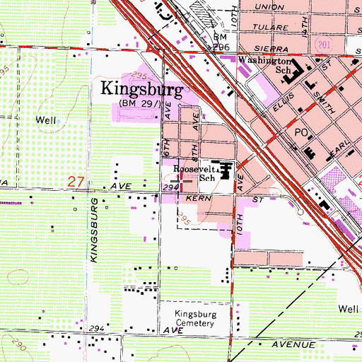 Topographic Map of Bethel Temple Church of Kingsburg (historical), CA
