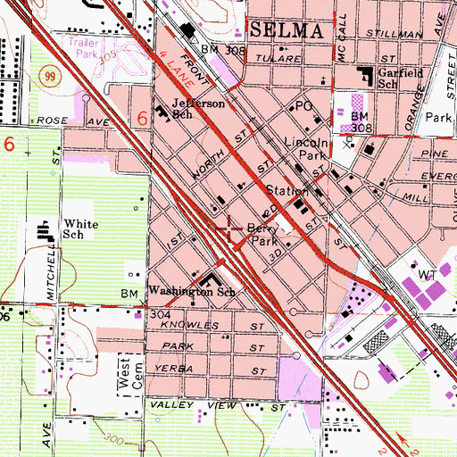 Topographic Map of Central Valley Baptist Church, CA
