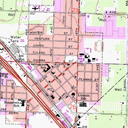 Topographic Map of First Baptist Church, CA