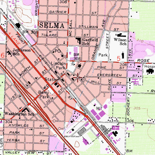Topographic Map of First Southern Baptist Church, CA