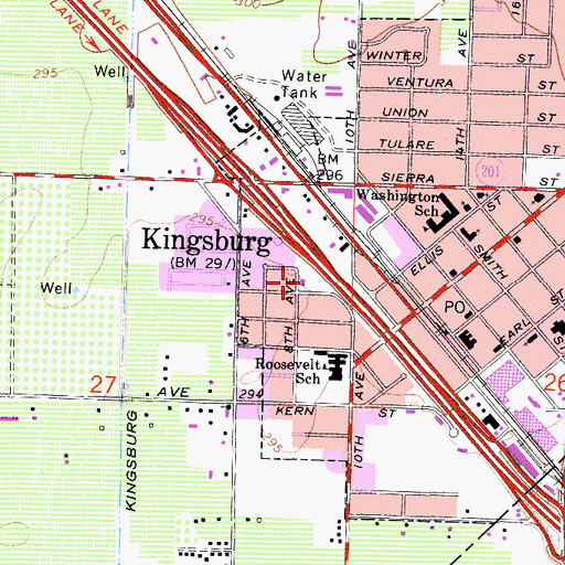 Topographic Map of Kingsburg Buddhist Church, CA