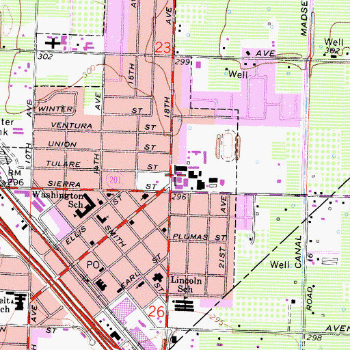 Topographic Map of Kingsburg High School, CA