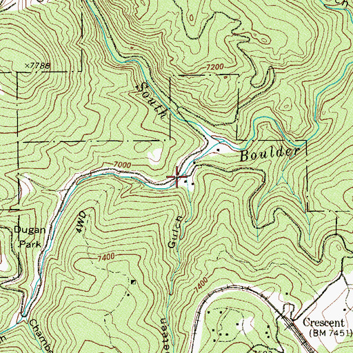 Topographic Map of Nineteen Gulch, CO