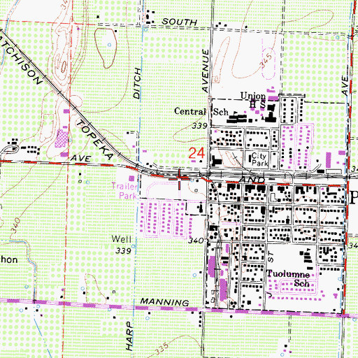 Topographic Map of Parlier Post Office, CA