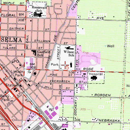 Topographic Map of Saint Josephs Catholic Church, CA