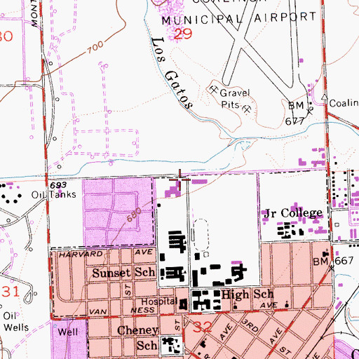 Topographic Map of Cambridge High School, CA