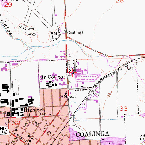 Topographic Map of Coalinga Convalescent Center, CA