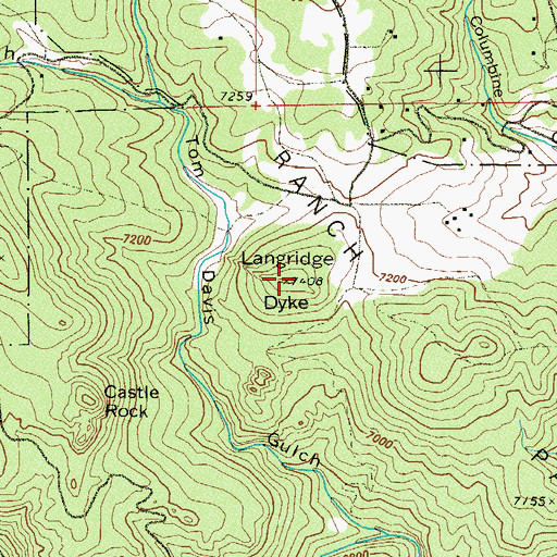 Topographic Map of Langridge Dyke, CO