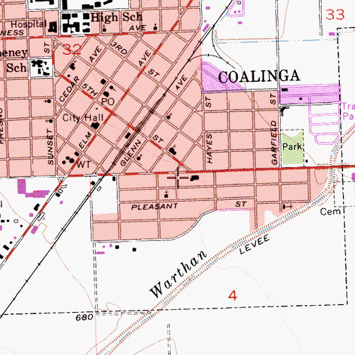 Topographic Map of Coalinga Polk Street School (historical), CA