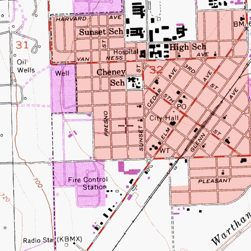 Topographic Map of Coalinga Post Office, CA