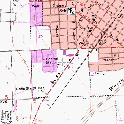 Topographic Map of Coalinga Shopping Center, CA