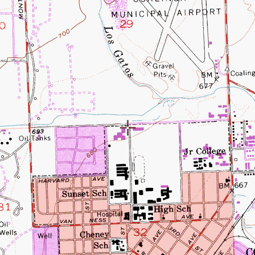 Topographic Map of Coalinga-Huron Adult School, CA