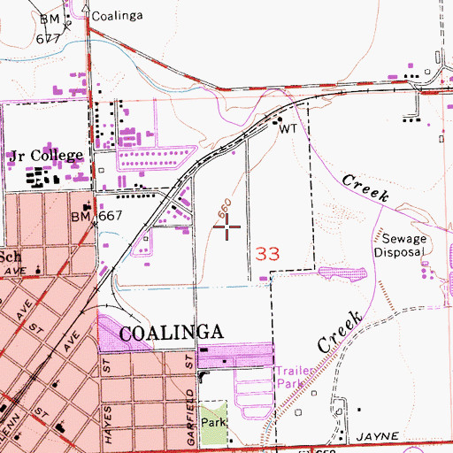 Topographic Map of College-High School Farm, CA