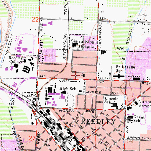 Topographic Map of Evangelical Free Church of Reedley, CA