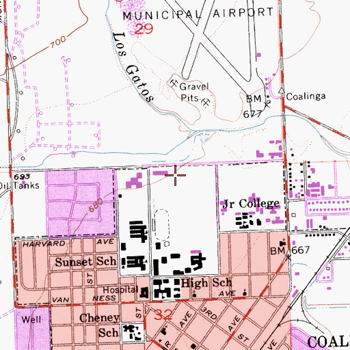 Topographic Map of Falcon Baseball Field, CA