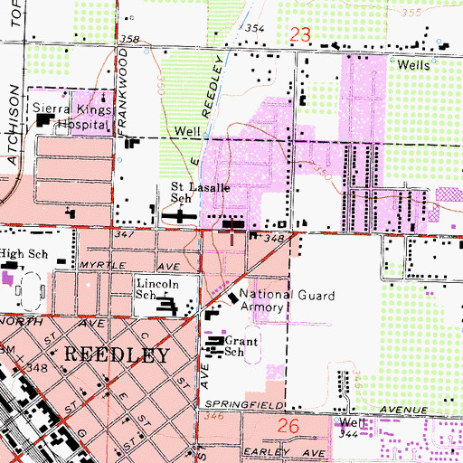Topographic Map of First Southern Baptist Church, CA