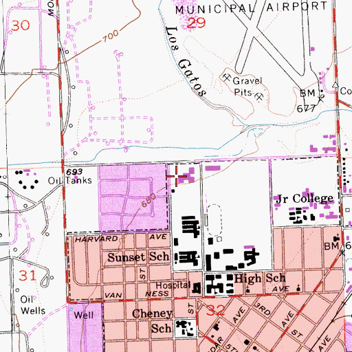 Topographic Map of Henry F Bishop Elementary School, CA