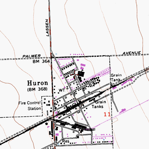 Topographic Map of Huron Elementary School, CA