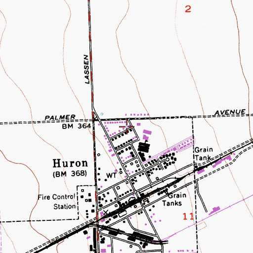 Topographic Map of Huron Recreation Center, CA