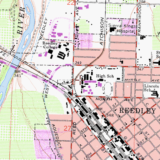 Topographic Map of Kings Canyon Adult School, CA