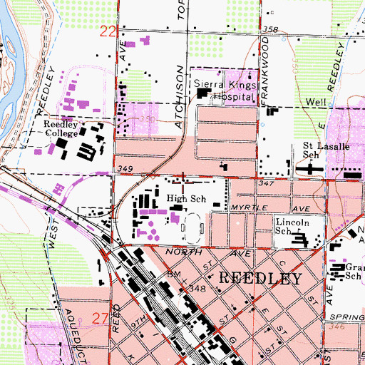 Topographic Map of Kings Canyon Mountain View School, CA