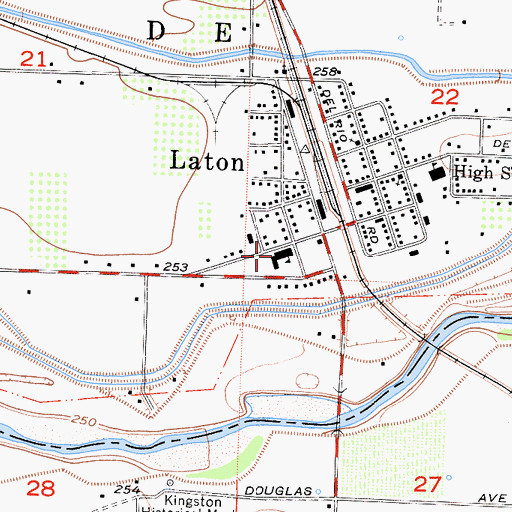 Topographic Map of Laton Elementary School, CA