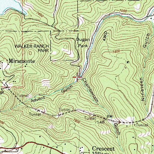 Topographic Map of Chamberlain Gulch, CO